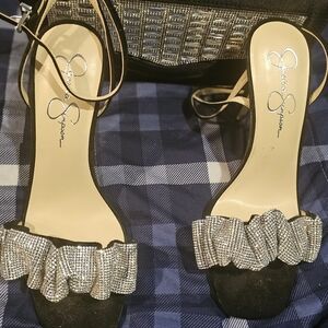 Jessica Simpson Black and Silver Heels